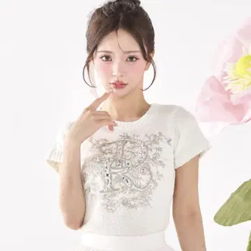 Darich 다리치 DR 비쥬 플라워 니트 탑 WHT