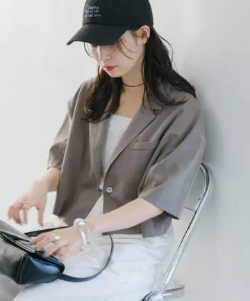 Kastane 크롭 반팔 자켓 브라운