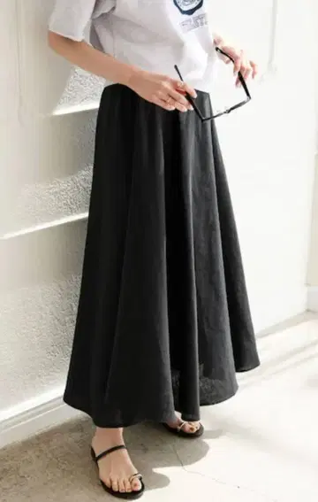 택 포함 SLOBE IENA European Linen 롱 플레어 스커트