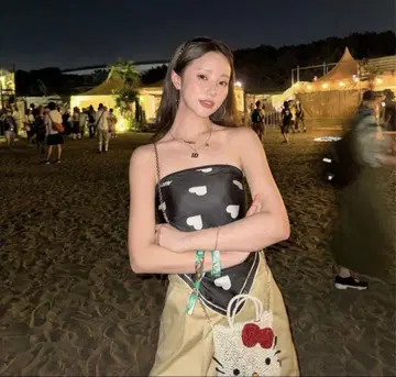nknit 하트 무늬 실크 스카프