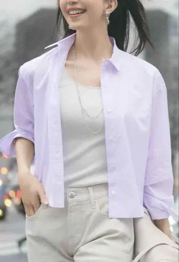 23구 CANCLINI 크롭 셔츠 라벤더 44 사이즈