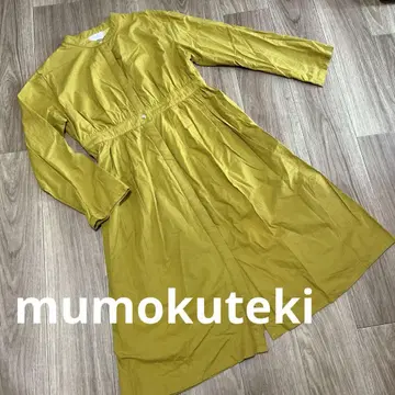 mumokuteki 동양인 긴팔 셔츠 원피스 M 머스타드색 MUJI