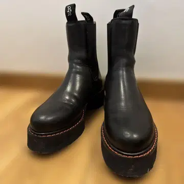 RU 13 블랙 사이드 고어 부츠 통굽