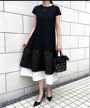 미사용 새상품 아메노치하레 바이컬러 도킹 원피스
