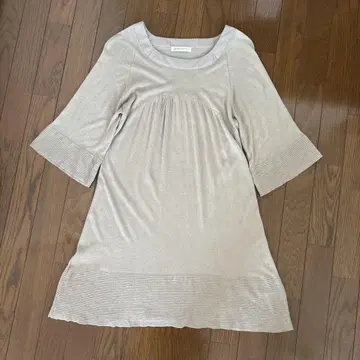UNITED ARROWS 베이지 7부 소매 원피스 레이온 실크