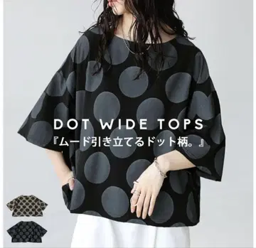 안테이카 DOT WIDE TOPS 블랙/그레이 도트 무늬