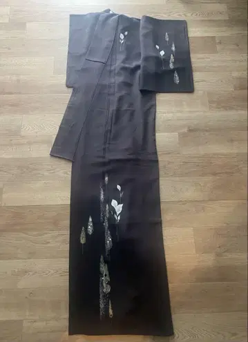 브라운 호몬기 이중 기모노 모던 시크