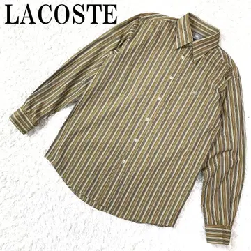 LACOSTE 라코스테 긴팔 셔츠 브라운 스트라이프 3 B574