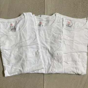 Hanes 헤인즈 포켓 티 팩 티 무지 티 화이트 L 3장 세트 티셔츠