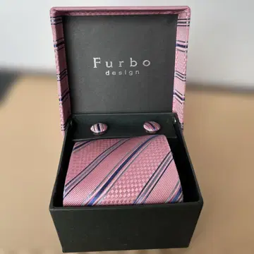 Furbo design 실크 100% 핑크 스트라이프 넥타이 세트