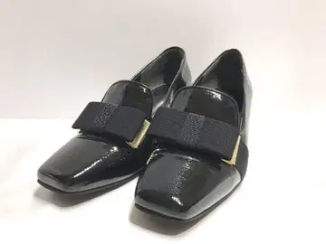 긴자 다이애나 DIANA 펌프스 에나멜 스퀘어토 리본 23.5cm