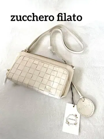zucchero filato 카우 가죽 화이트 메쉬 지갑 숄더
