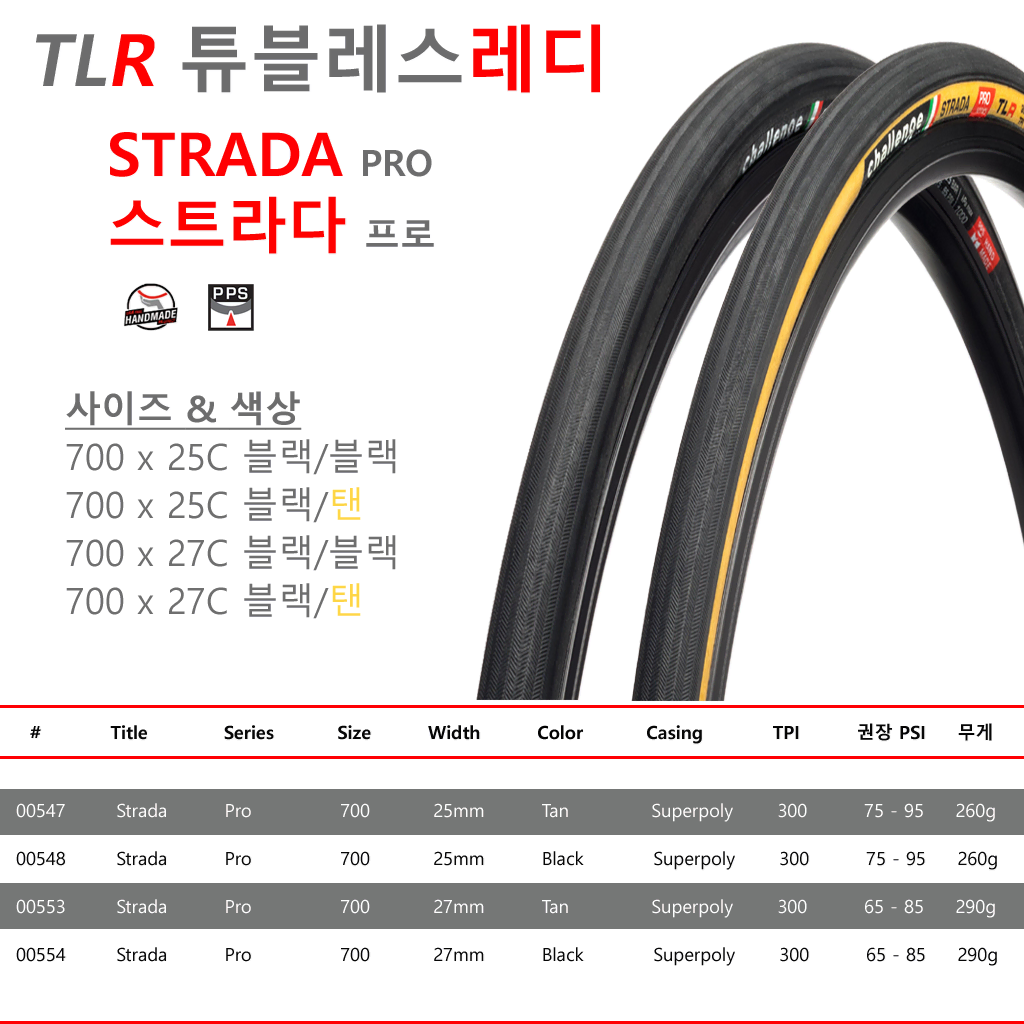 TLR Tubeless Ready Strada Pro Black/Black 700x25c 300RPI #튜블리스