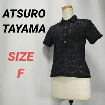 ATSURO TAYAMA 레이스 블라우스 피케 셔츠 여성용 블랙