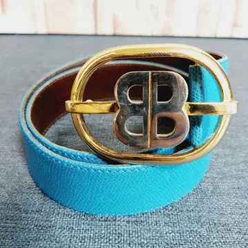 BALLY 발리 벨트 블루 터콰이즈 골드 금속 버클 레어 컬러