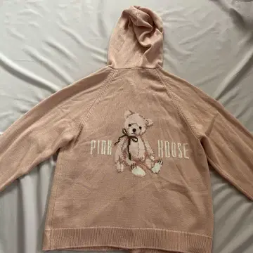 PINK HOUSE 후드 부착 벚꽃 테디 후드티 핑크