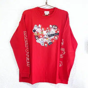새상품 HELLO KITTY 헬로키티 50주년 기념 롱 티셔츠 빨간색 M