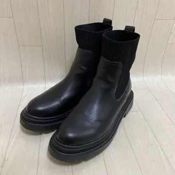 지유 리브 니트 삭스 부츠 블랙 M 23.5cm