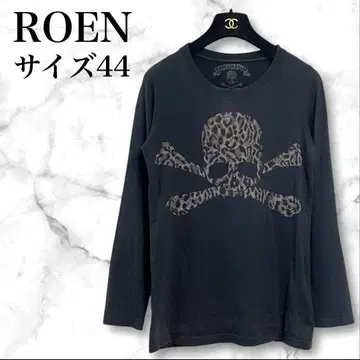 ROEN 레오파드 스컬 롱 슬리브 티셔츠 롱 티셔츠 긴팔