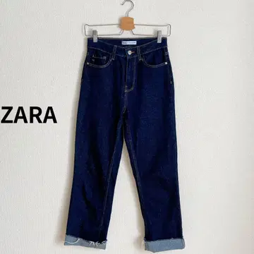자라 ZARA 데님 네이비 스트레치 컷오프 EUR34
