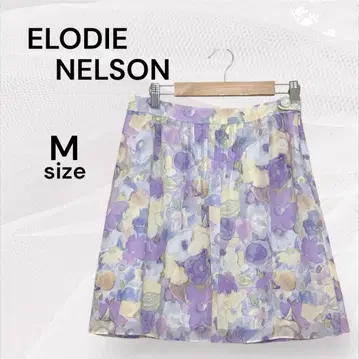 ELODIE NELSON 꽃무늬 시어 플레어 스커트 미니 스커트 쉬폰