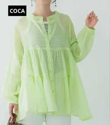 COCA 형광 그린 시어 탑