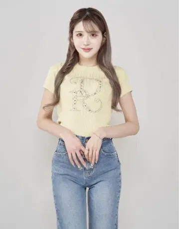 다리치 DR 비쥬 리브 니트 탑 YEL
