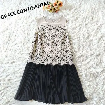 GRACE CONTINENTAL 플라워 컷워크 플리츠 원피스