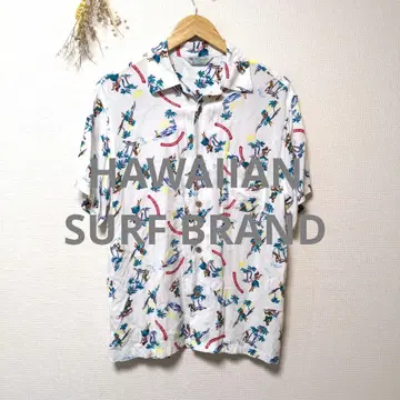 HAWAIIAN SURF BRAND 알로하 셔츠 상의 야자수