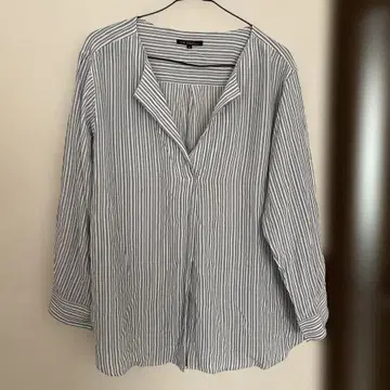 23구 스키퍼 스트라이프 셔츠 블라우스 실크 100% 2XL