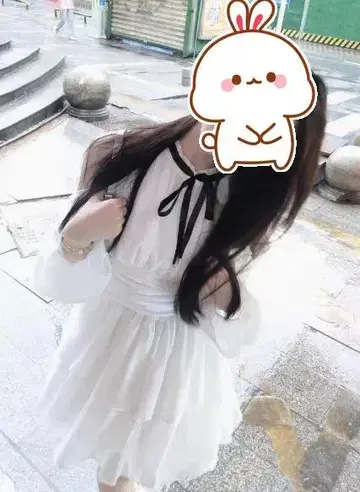 화이트 미니 원피스 프릴 리본 LT41