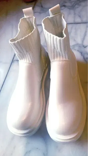 화이트 사이드 고어 부츠 통굽