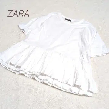 ZARA 자라 플리츠 도킹 티셔츠 루즈핏 화이트 8731