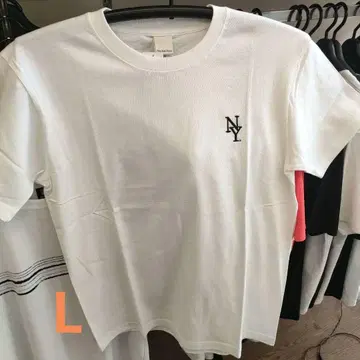NY 로고 자수 화이트 티셔츠 L