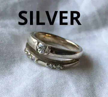 빈티지 지르코니아 실버 반지 SILVER 하트 더블 라인