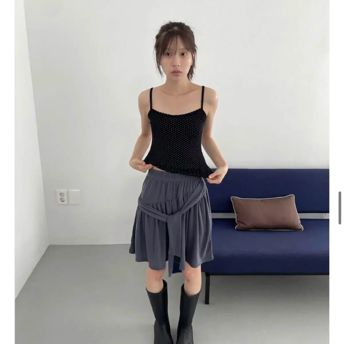 SCULPTOR | 스컬프터 Sculptor Braid Detail Satin Skirt Raw on