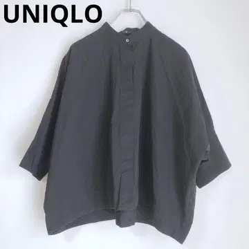 유니클로 7부 소매 셔츠 무지 넉넉한 면 긴팔 상의 블랙 M