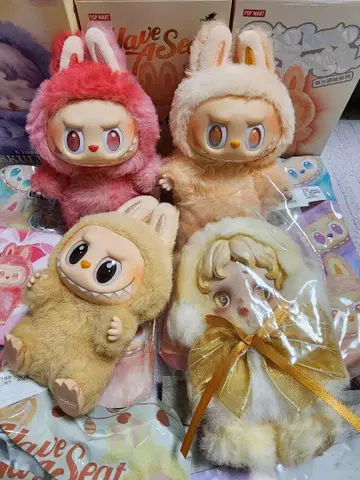 POP MART 러브부와 스컬 팬더 봉제 인형 4종 세트