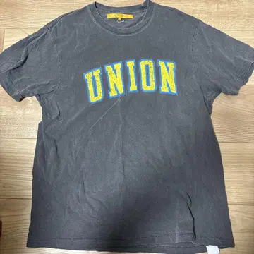 UNION 그레이 로고 프린트 티셔츠