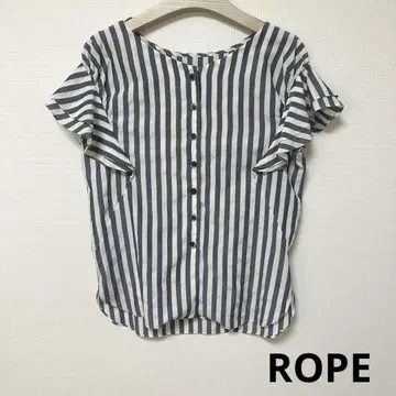 새상품급 ROPE 로페 탑스 블라우스 풀오버 소매 프릴 스트라이프
