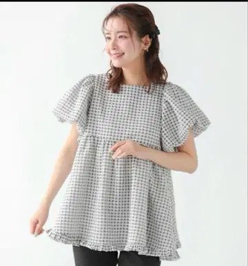 fitmore 스퀘어 넥 체크 탑