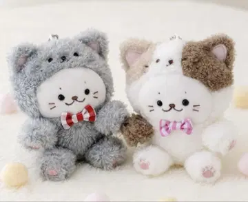 시로탄 고양이 키링 삼색 고양이 그레이 봉제 인형 마스코트