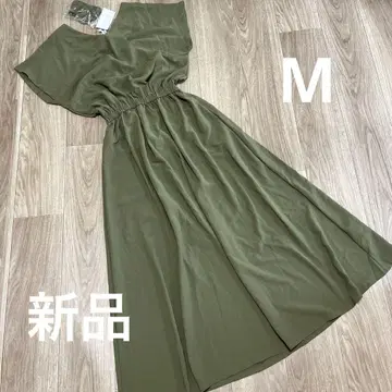 새 상품 택 포함 카키 반팔 허리 벨트 포함 롱 원피스