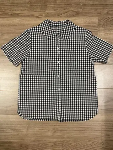 CHILD WOMAN 둥근 카라 깅엄 체크 반팔 셔츠