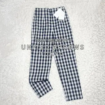 현행 미사용 새상품 UNITED ARROWS 샤이니 깅엄 체크 팬츠