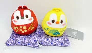 디즈니 스토어 PLUSH 설날 칩과 데일(달마 빨간색&노랑) 2022