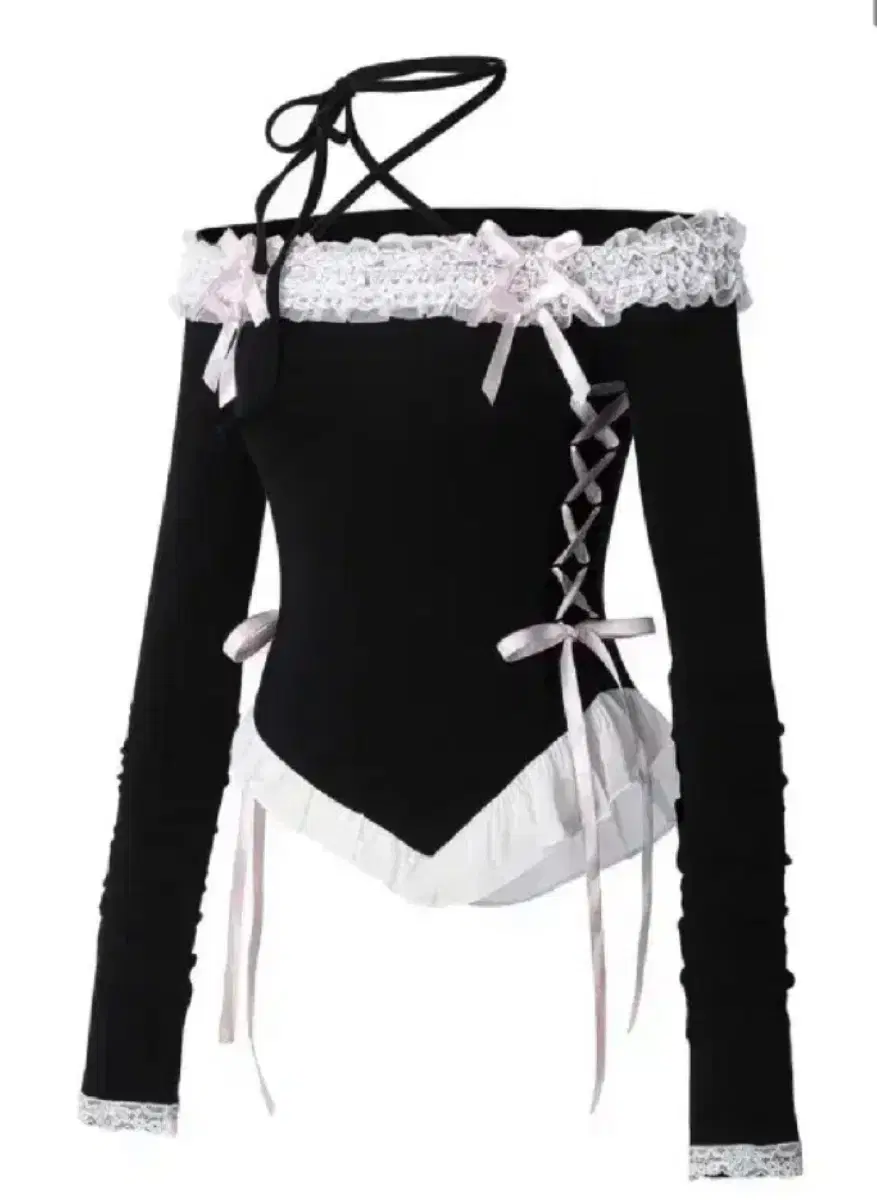 Chouchou Cherry Dolly Hime Off-Shoulder Tee Black