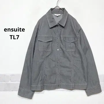 빅 사이즈 데님풍 버튼 자켓 그레이 코튼 블루종 H740