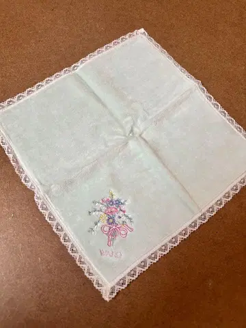 WAKO 자수 레이스 손수건 민트 그린
