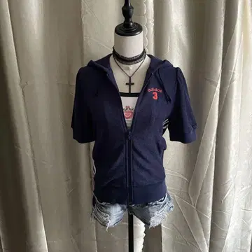 아디다스 타월 원단 반팔 후드티 풀 집업 페어리 그런지 y2k
